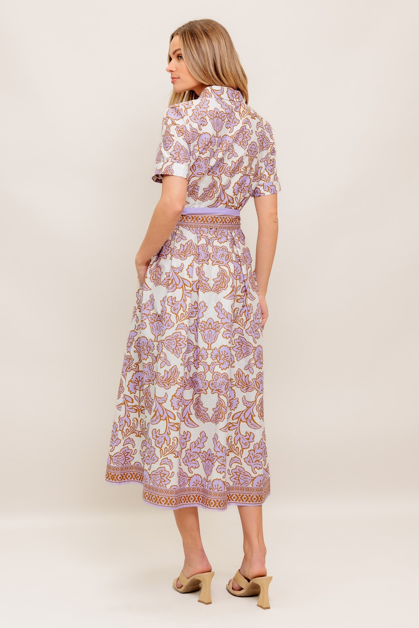 LAVENDER MOSAIC WOVEN MIDI DRESS