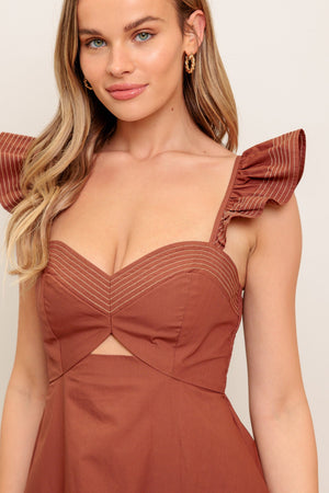 TUSCAN SUNSET WOVEN MIDI DRESS