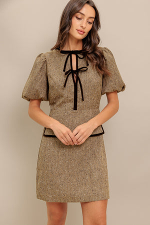 MADEMOISELLE MODE WOVEN WEED MINI DRESS