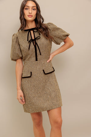 MADEMOISELLE MODE WOVEN WEED MINI DRESS