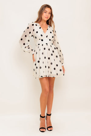 MONROE DOT CHIFFON WOVEN MINI DRESS