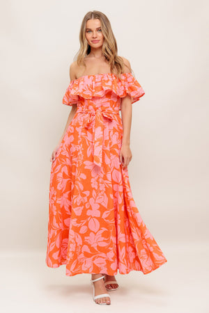 CITRUS GARDEN WOVEN MIDI DRESS