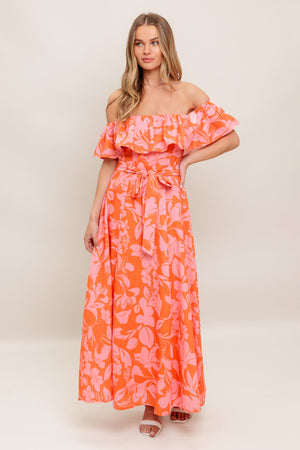 CITRUS GARDEN WOVEN MIDI DRESS