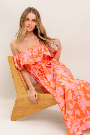 CITRUS GARDEN WOVEN MIDI DRESS