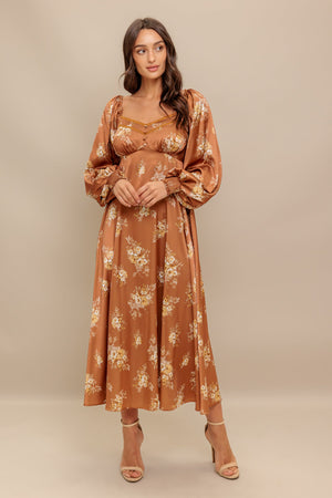 CARAMEL SUNSET WOVEN MIDI DRESS