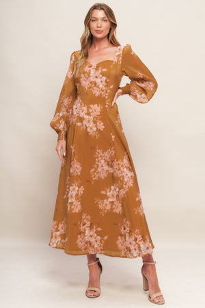 GOLDEN BLOSSOM WOVEN ANKLE DRESS