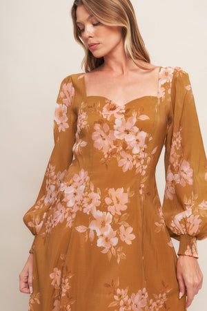 GOLDEN BLOSSOM WOVEN ANKLE DRESS