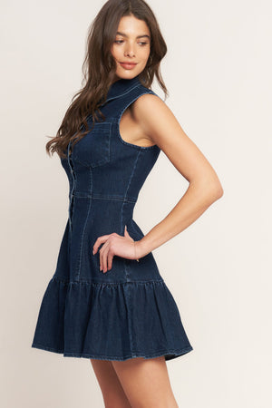 BUILT FORM SILHOUETTE DENIM MINI DRESS