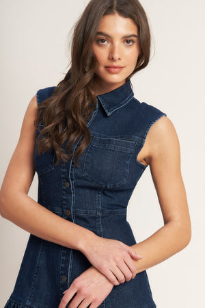 BUILT FORM SILHOUETTE DENIM MINI DRESS