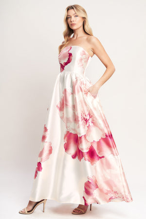 LUXE PEONY WOVEN MAXI DRESS