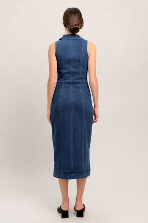 EVERYDAY EDGE DENIM MIDI DRESS