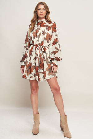 EARTHLY BLOOM WOVEN MINI DRESS