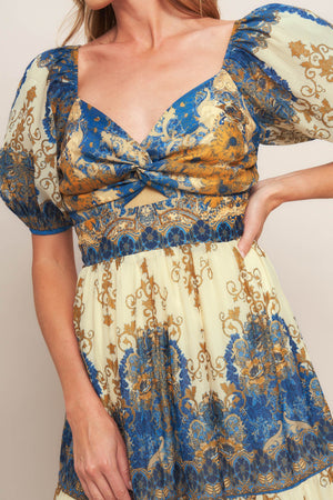 MIDNIGHT SERENADE EMPIRE WOVEN MAXI DRESS