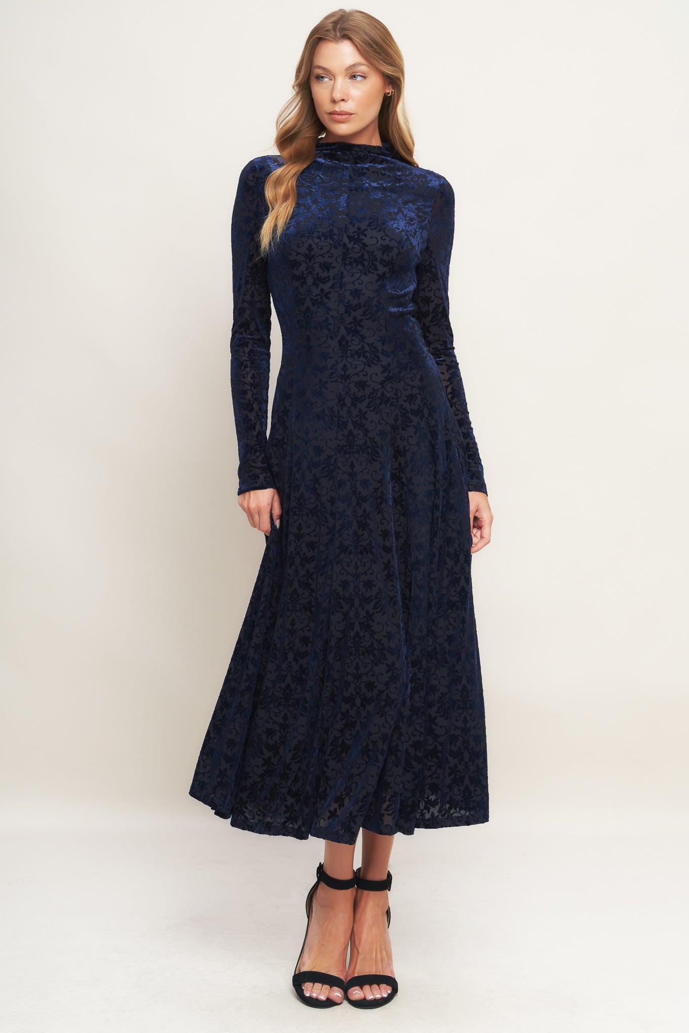 VELVET GALAXY CHARM MIDI DRESS