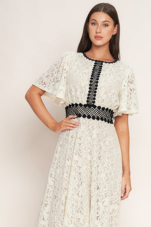 PETITE LUNE WOVEN LACE MIDI DRESS
