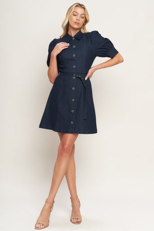 MIDNIGHT COUTURE DENIM MINI DRESS