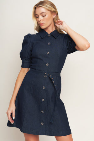 MIDNIGHT COUTURE DENIM MINI DRESS