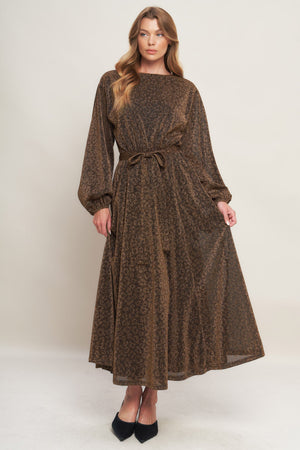 GOLDEN HORIZON METALLIC WOVEN MIDI DRESS