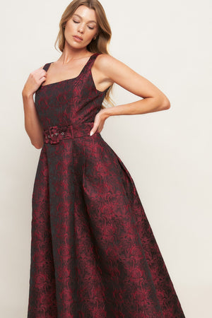 IMPERIAL ALLURE WOVEN JACQUARD MIDI DRESS