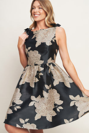 NOIR FLEUR WOVEN MINI DRESS