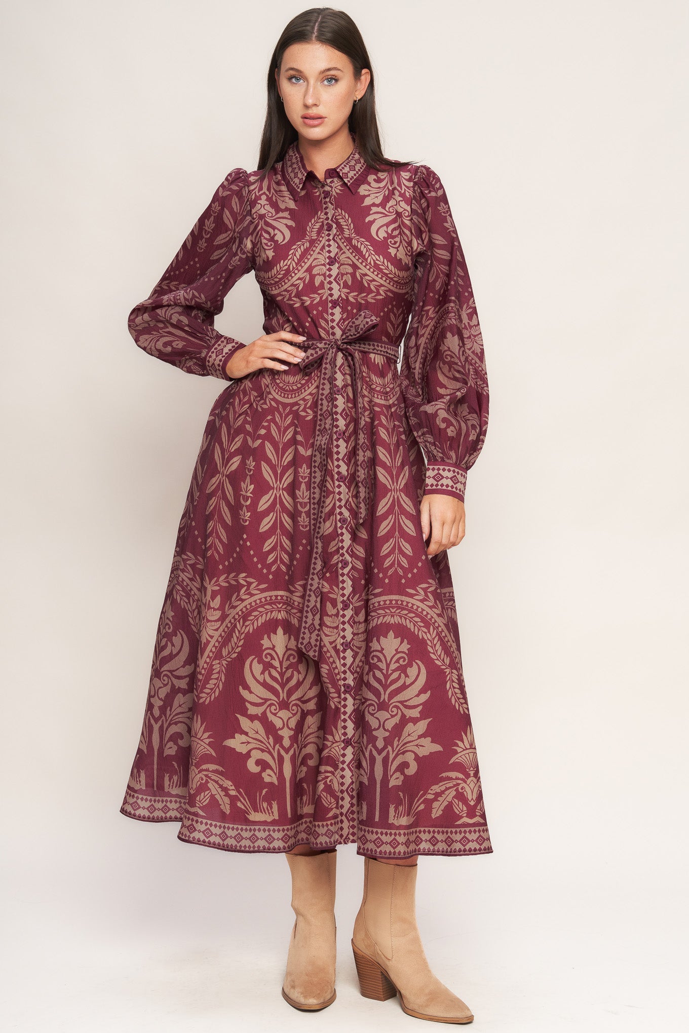 VINTAGE TAPESTRY WOVEN MIDI DRESS