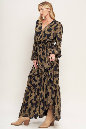 MIDNIGHT MOSS WOVEN JACQUARD MAXI DRESS