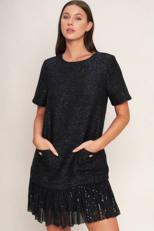 SPARKLE AFFAIR TWEED MINI DRESS