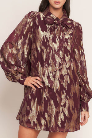 METALLIC MUSE WOVEN MINI DRESS