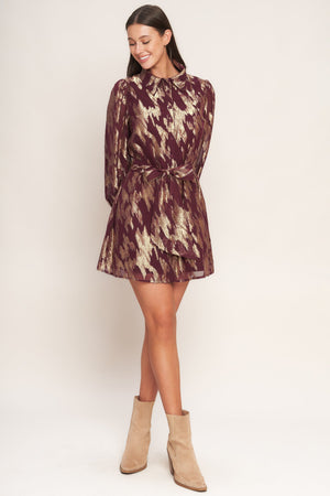 METALLIC MUSE WOVEN MINI DRESS