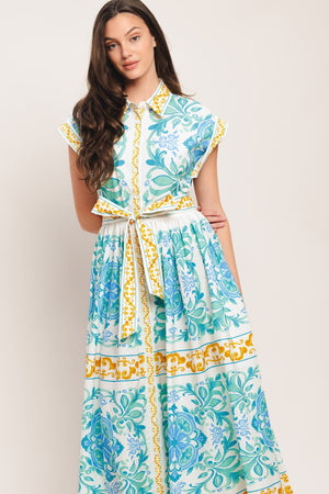 BLUE REGALIA WOVEN MIDI DRESS