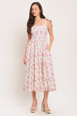 PETALS & PROMISES WOVEN MIDI DRESS