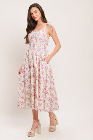 PETALS & PROMISES WOVEN MIDI DRESS