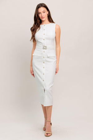 ROUGE ROMANCE TWILL MIDI DRESS