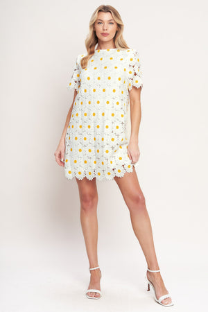 DAISIES AND DAYDREAMS WOVEN LACE MINI DRESS