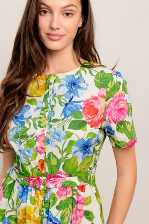 SUNSHINE IN FULL BLOOM WOVEN MINI DRESS