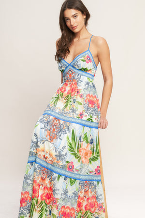 FRESH BOTANICAL SCALE WOVEN MAXI DRESS