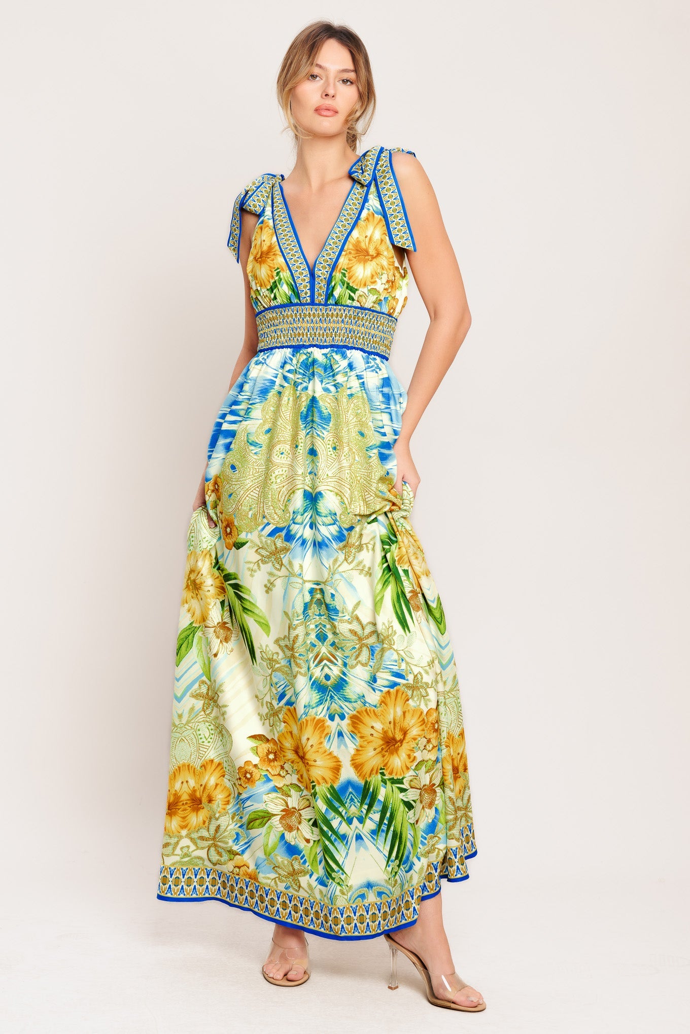 RESORT OPULENCE WOVEN MAXI DRESS