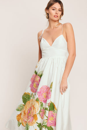POETIC BLOOM WOVEN MIDI DRESS