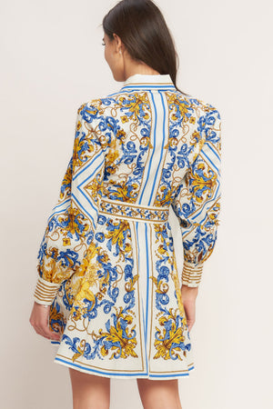 ROYAL CONTRAST PALETTE WOVEN MINI DRESS