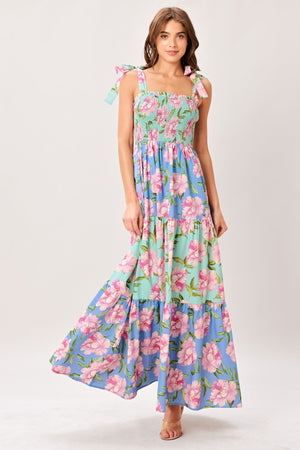 Pastel Glow Woven Maxi Dress