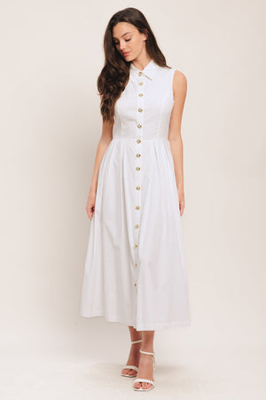 HEART OF WHITE WOVEN MIDI DRESS