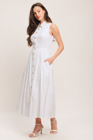 HEART OF WHITE WOVEN MIDI DRESS
