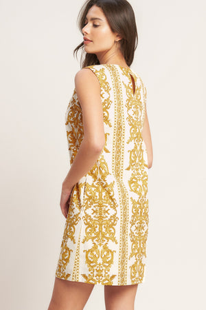 CITY GIRL WITH EDGE WOVEN MINI SHIFT DRESS