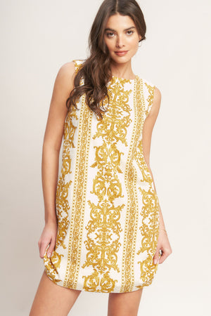 CITY GIRL WITH EDGE WOVEN MINI SHIFT DRESS