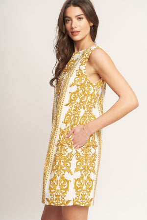 CITY GIRL WITH EDGE WOVEN MINI SHIFT DRESS