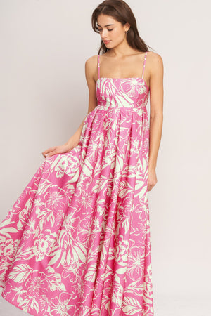 SUMMER HEAT FLORAL WOVEN MAXI DRESS
