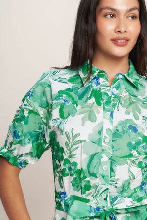 SIMPLY IN BLOOM WOVEN MIDI SHIRT DRESS