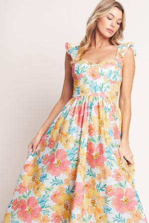 SOFT SUNSHINE WOVEN MIDI DRESS