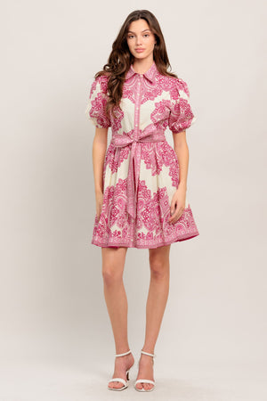 TEA AT NOON PAISLEY WOVEN MINI DRESS
