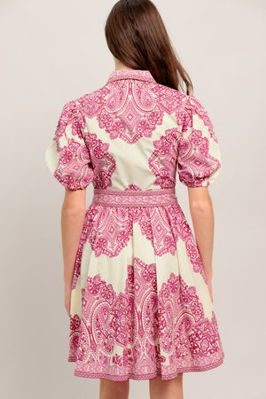 TEA AT NOON PAISLEY WOVEN MINI DRESS